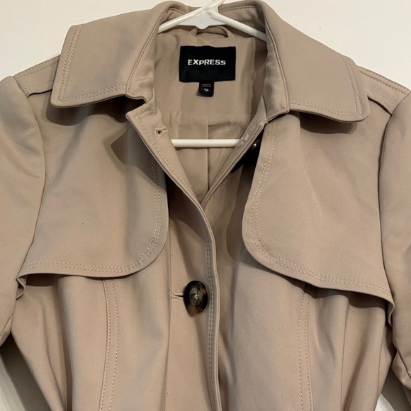 Express Classic Beige Button Front Trench Coat - Picture 3 of 14